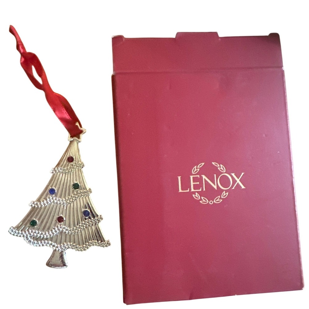 Lenox Silver Gems Multi Tree Christmas Ornament Silver Tone Gemstones 893949